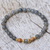 Gold accented labradorite beaded stretch bracelet, 'Batuan Hatmony' - Gold Accented Labradorite Beaded Stretch Bracelet from Bali (image 2b) thumbail