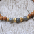 Gold accent wood and labradorite beaded stretch bracelet, 'Batuan Harmony' - Coconut Wood and Labradorite Beaded Stretch Bracelet (image 2c) thumbail
