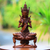 Holzskulptur - Holzskulptur des Hindu-Gottes Indra auf einer Lilie aus Bali