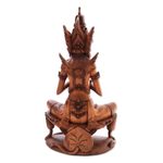 Wood sculpture, 'Indra on Lily' - Wood Sculpture of Hindu God Indra on a Lily from Bali