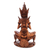 Holzskulptur - Holzskulptur des Hindu-Gottes Indra auf einer Lilie aus Bali