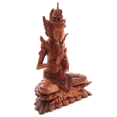 Escultura de madera - Escultura de madera de suar del dios hindú Indra de Bali