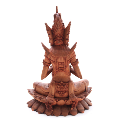 Escultura de madera - Escultura de madera de suar del dios hindú Indra de Bali