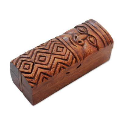 caja de rompecabezas de madera - Caja rompecabezas étnica de madera de suar de Bali