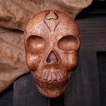 Wood puzzle box, 'Skull Keeper' - Suar Wood Skull Puzzle Box Crafted in Bali
