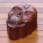 Wood puzzle box, 'Skull Keeper' - Suar Wood Skull Puzzle Box Crafted in Bali