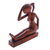 Wood sculpture, 'Stretching' - Hand-Carved Suar Wood Stretching Woman Sculpture