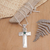 Moonstone and agate cross necklace, 'Faith Cross' - Moonstone and agate cross necklace thumbail