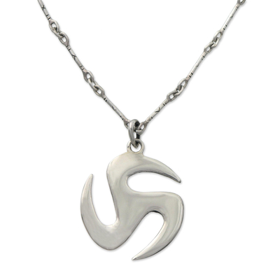 Men's sterling silver necklace, 'Trinity Discus' - Men's Sterling Silver Pendant Necklace
