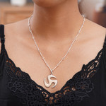 Men's sterling silver necklace, 'Trinity Discus' - Men's Sterling Silver Pendant Necklace