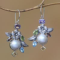 Multi-gemstone dangle earrings, Goddess Garden