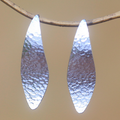Sterling silver drop earrings, 'Goddess Spirit' - Combination Finish Sterling Silver Drop Earrings from Bali
