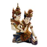 Wood sculpture, 'Rama Sita Dance' - Rama and Sita Handcrafted Wood Statuette from Bali