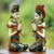 Wood sculptures, 'Balinese Bride and Groom' (pair) - Balinese Bride and Groom Handcrafted Wood Sculptures (Pair) (image 2b) thumbail