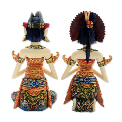 Holzskulpturen, (Paar) - Balinesische Braut und Bräutigam, handgefertigte Holzskulpturen (Paar)