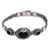 Onyx pendant bracelet, 'Garden Glow' - Floral Black Onyx Pendant Bracelet from Bali