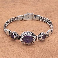 Amethyst link pendant bracelet,