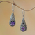 Amethyst dangle earrings, 'Hopeful Swirls' - Amethyst and Sterling Silver Balinese Plumeria Earrings (image 2) thumbail