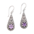 Amethyst dangle earrings, 'Hopeful Swirls' - Amethyst and Sterling Silver Balinese Plumeria Earrings thumbail