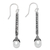 Cultured pearl dangle earrings, 'Mermaid Melody' - Sterling Silver Cultured Pearl Elongated Dangle Earrings (image 2a) thumbail