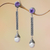 Cultured pearl and amethyst dangle earrings, 'Mermaid Melody' - Amethyst and Cultured Pearl Elongated Dangle Earrings (image 2) thumbail