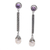 Cultured pearl and amethyst dangle earrings, 'Mermaid Melody' - Amethyst and Cultured Pearl Elongated Dangle Earrings thumbail