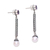 Cultured pearl and amethyst dangle earrings, 'Mermaid Melody' - Amethyst and Cultured Pearl Elongated Dangle Earrings (image 2b) thumbail