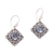 Blue topaz dangle earrings, 'Floral Tiles' - Sterling Silver Faceted Blue Topaz Floral Dangle Earrings