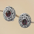 Garnet button earrings, 'Deep Allure' - Sterling Silver Faceted Garnet Button Earrings from Bali (image 2) thumbail