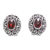Garnet button earrings, 'Deep Allure' - Sterling Silver Faceted Garnet Button Earrings from Bali thumbail