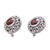 Garnet button earrings, 'Deep Allure' - Sterling Silver Faceted Garnet Button Earrings from Bali (image 2b) thumbail