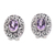 Amethyst button earrings, 'Deep Allure' - Sterling Silver Faceted Amethyst Button Earrings  from Bali thumbail