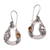Citrine and blue topaz dangle earrings, 'Evening Jepun' - Floral Citrine and Blue Topaz Dangle Earrings from Bali