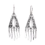 Sterling silver chandelier earrings, 'Divine Dangle' - Triangular Sterling Silver Chandelier Earrings from Bali