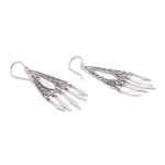 Sterling silver chandelier earrings, 'Divine Dangle' - Triangular Sterling Silver Chandelier Earrings from Bali