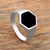 Sterling silver signet ring, 'Bold Hex' - Sterling Silver and Black Resin Hexagonal Signet Ring (image 2) thumbail