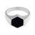 Sterling silver signet ring, 'Bold Hex' - Sterling Silver and Black Resin Hexagonal Signet Ring thumbail