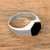 Sterling silver signet ring, 'Bold Hex' - Sterling Silver and Black Resin Hexagonal Signet Ring