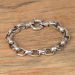 Men's sterling silver chain bracelet, 'Cager Links' - Men's Sterling Silver Chain Bracelet from Bali