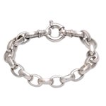 Men's sterling silver chain bracelet, 'Cager Links' - Men's Sterling Silver Chain Bracelet from Bali
