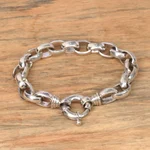 Men's sterling silver chain bracelet, 'Cager Links' - Men's Sterling Silver Chain Bracelet from Bali