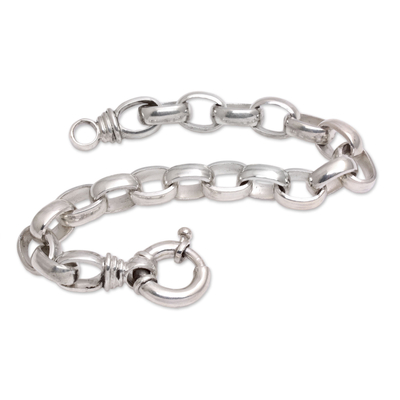 Men's sterling silver chain bracelet, 'Cager Links' - Men's Sterling Silver Chain Bracelet from Bali