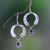 Amethyst dangle earrings, 'Playful Paws' - Animal-Themed Circular Amethyst Dangle Earrings from Bali