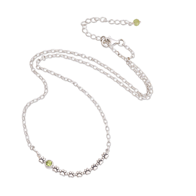 Peridot pendant necklace, 'Helping Paws' - Paw Print Peridot Pendant Necklace Crafted in Bali