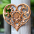Wood relief panel, 'Lotus Love' - Hand-Carved Heart and Lotus Flower Wood Relief Panel thumbail
