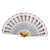 Leather fan, 'Srikandi's Breeze' - Cream with Blue and Golden Accent Leather Parchment Fan