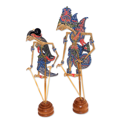 Schattenpuppen aus Leder, (Paar) - Handbemaltes Rama- und Sita-Schattenpuppenpaar aus Leder