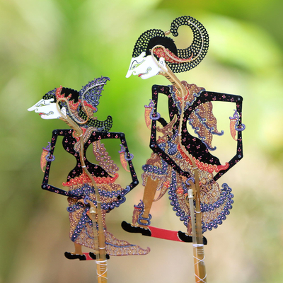 Marionetas de sombras de cuero, (pareja) - Marionetas de sombras de cuero Kamajaya y Kamaratih (par)