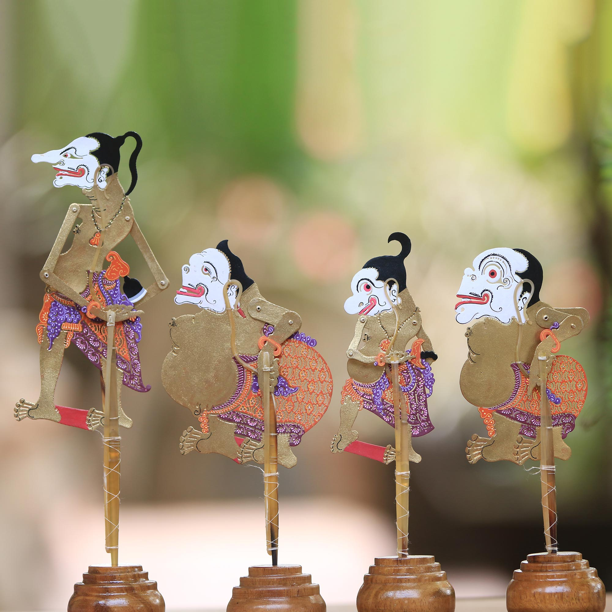 Colorful Punokawan  Leather Shadow Puppets Set of 4 The 