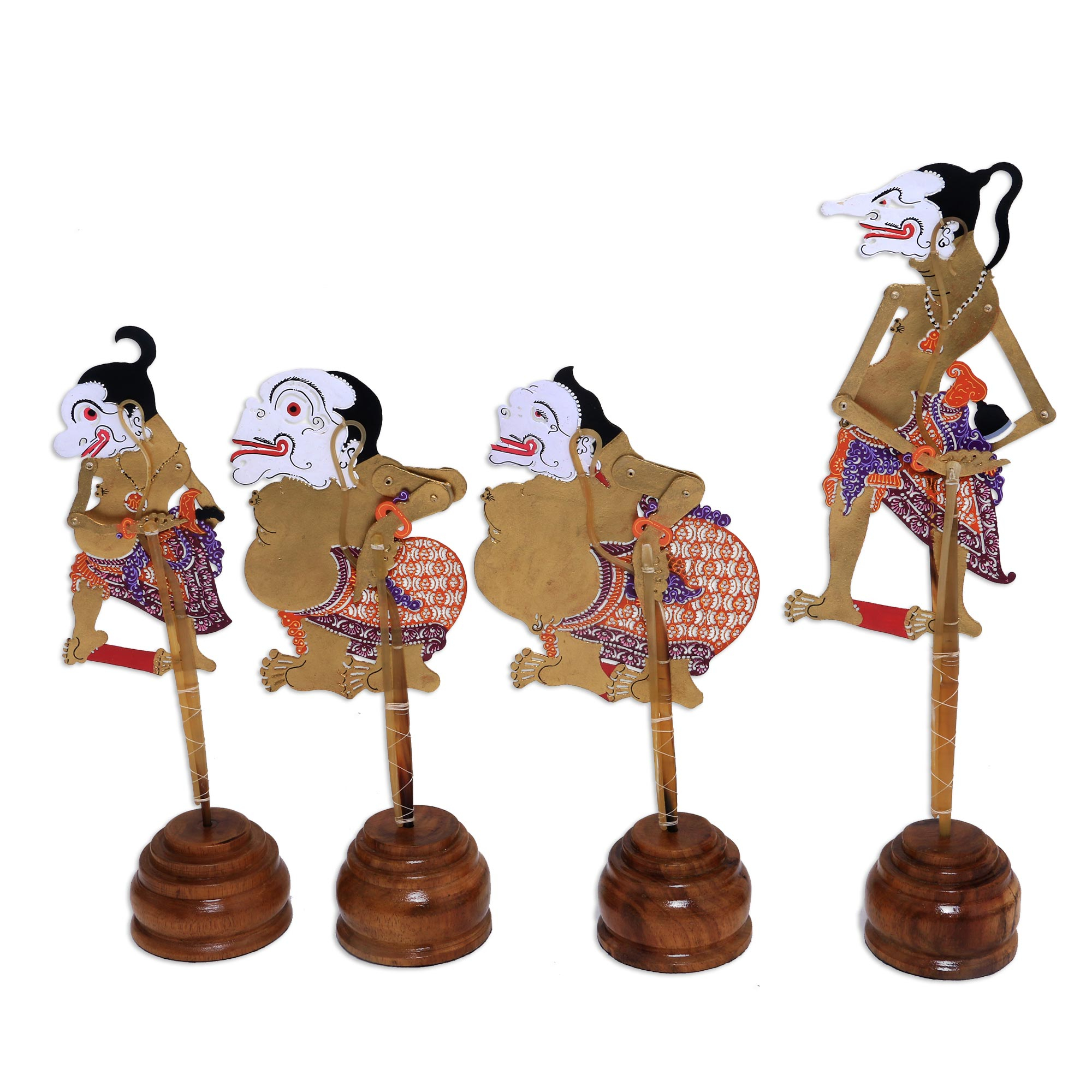 Colorful Punokawan Leather Shadow Puppets (Set of 4) - The Punokawans ...